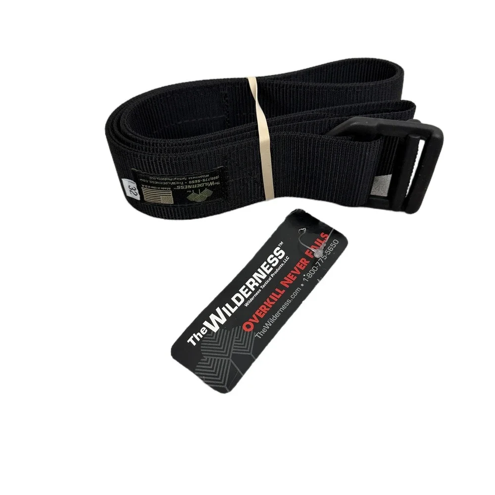 The Wilderness Rescue Belt Mens 32 Black Tactical Nylon Webbing Heavy Duty NWT